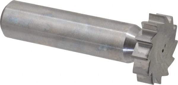 Made in USA - 7/8" Diam x 7/32" Face Width, Solid Carbide, 12 Teeth, Shank Connection Woodruff Keyseat Cutter - Uncoated, 2-7/32" OAL x 1/2" Shank, Straight Teeth, ANSI 707, Old Standard 12 - Exact Tool & Supply