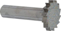 Made in USA - 1-1/8" Diam x 3/16" Face Width, Solid Carbide, 14 Teeth, Shank Connection Woodruff Keyseat Cutter - Uncoated, 2-3/16" OAL x 1/2" Shank, Straight Teeth, ANSI 609, Old Standard 16 - Exact Tool & Supply