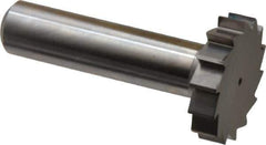 Made in USA - 1-1/8" Diam x 1/4" Face Width, Solid Carbide, 14 Teeth, Shank Connection Woodruff Keyseat Cutter - Uncoated, 2-1/4" OAL x 1/2" Shank, Straight Teeth, ANSI 809, Old Standard 18 - Exact Tool & Supply