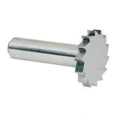 Made in USA - 1-1/4" Diam x 3/16" Face Width, Solid Carbide, 14 Teeth, Shank Connection Woodruff Keyseat Cutter - Uncoated, 2-3/16" OAL x 1/2" Shank, Straight Teeth, ANSI 610, Old Standard 19 - Exact Tool & Supply