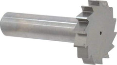 Made in USA - 1-1/4" Diam x 1/4" Face Width, Solid Carbide, 14 Teeth, Shank Connection Woodruff Keyseat Cutter - Uncoated, 2-1/4" OAL x 1/2" Shank, Straight Teeth, ANSI 810, Old Standard 21 - Exact Tool & Supply