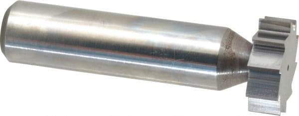 Made in USA - 3/4" Diam x 1/4" Face Width, Solid Carbide, 10 Teeth, Shank Connection Woodruff Keyseat Cutter - Uncoated, 2-1/4" OAL x 1/2" Shank, Straight Teeth, ANSI 806, Old Standard 91 - Exact Tool & Supply