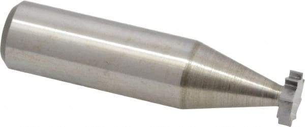 Made in USA - 3/8" Diam x 3/32" Face Width, Solid Carbide, 8 Teeth, Shank Connection Woodruff Keyseat Cutter - Uncoated, 2-3/32" OAL x 1/2" Shank, Straight Teeth, ANSI 303, Old Standard 212 - Exact Tool & Supply