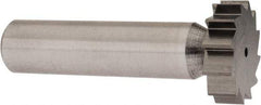 Made in USA - 7/8" Diam x 1/4" Face Width, Carbide-Tipped, 12 Teeth, Shank Connection Woodruff Keyseat Cutter - Uncoated, 2-1/4" OAL x 1/2" Shank, Straight Teeth, ANSI 807, Old Standard A - Exact Tool & Supply