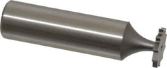 Made in USA - 1/2" Diam x 1/16" Face Width, High Speed Steel, 10 Teeth, Shank Connection Woodruff Keyseat Cutter - Uncoated, 2-1/16" OAL x 1/2" Shank, Straight Teeth, ANSI 204, Old Standard 1 - Exact Tool & Supply
