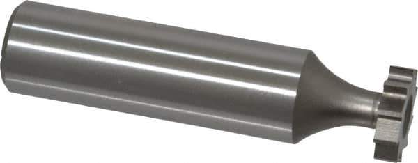 Made in USA - 1/2" Diam x 1/8" Face Width, High Speed Steel, 10 Teeth, Shank Connection Woodruff Keyseat Cutter - Uncoated, 2-1/8" OAL x 1/2" Shank, Straight Teeth, ANSI 404, Old Standard 3 - Exact Tool & Supply