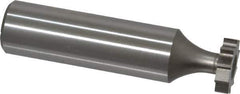 Made in USA - 1/2" Diam x 1/8" Face Width, High Speed Steel, 10 Teeth, Shank Connection Woodruff Keyseat Cutter - Uncoated, 2-1/8" OAL x 1/2" Shank, Straight Teeth, ANSI 404, Old Standard 3 - Exact Tool & Supply