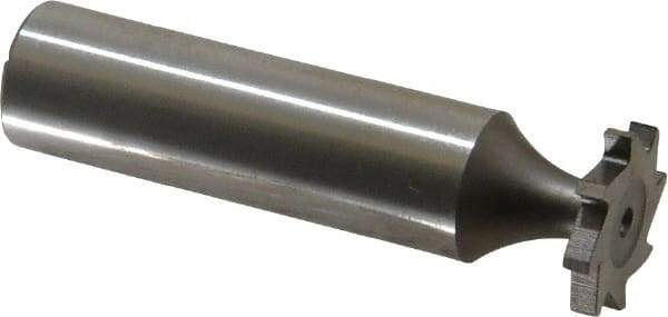 Made in USA - 5/8" Diam x 3/32" Face Width, High Speed Steel, 8 Teeth, Shank Connection Woodruff Keyseat Cutter - Uncoated, 2-3/32" OAL x 1/2" Shank, Straight Teeth, ANSI 305, Old Standard 4 - Exact Tool & Supply