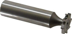 Made in USA - 5/8" Diam x 3/32" Face Width, High Speed Steel, 8 Teeth, Shank Connection Woodruff Keyseat Cutter - Uncoated, 2-3/32" OAL x 1/2" Shank, Straight Teeth, ANSI 305, Old Standard 4 - Exact Tool & Supply