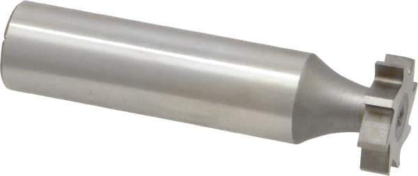 Made in USA - 5/8" Diam x 5/32" Face Width, High Speed Steel, 8 Teeth, Shank Connection Woodruff Keyseat Cutter - Uncoated, 2-5/32" OAL x 1/2" Shank, Straight Teeth, ANSI 505, Old Standard 6 - Exact Tool & Supply