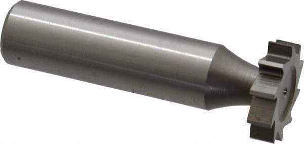 Made in USA - 3/4" Diam x 3/16" Face Width, High Speed Steel, 10 Teeth, Shank Connection Woodruff Keyseat Cutter - Uncoated, 2-3/16" OAL x 1/2" Shank, Straight Teeth, ANSI 606, Old Standard 9 - Exact Tool & Supply