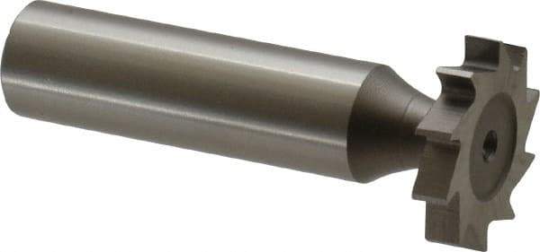 Made in USA - 7/8" Diam x 5/32" Face Width, High Speed Steel, 10 Teeth, Shank Connection Woodruff Keyseat Cutter - Uncoated, 2-5/32" OAL x 1/2" Shank, Straight Teeth, ANSI 507, Old Standard 10 - Exact Tool & Supply