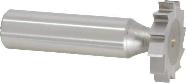 Made in USA - 1" Diam x 3/16" Face Width, High Speed Steel, 12 Teeth, Shank Connection Woodruff Keyseat Cutter - Uncoated, 2-3/16" OAL x 1/2" Shank, Straight Teeth, ANSI 608, Old Standard 13 - Exact Tool & Supply