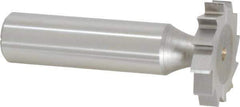 Made in USA - 1" Diam x 3/16" Face Width, High Speed Steel, 12 Teeth, Shank Connection Woodruff Keyseat Cutter - Uncoated, 2-3/16" OAL x 1/2" Shank, Straight Teeth, ANSI 608, Old Standard 13 - Exact Tool & Supply