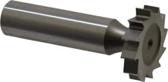 Made in USA - 1" Diam x 7/32" Face Width, High Speed Steel, 12 Teeth, Shank Connection Woodruff Keyseat Cutter - Uncoated, 2-7/32" OAL x 1/2" Shank, Straight Teeth, ANSI 708, Old Standard 14 - Exact Tool & Supply