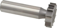 Made in USA - 1" Diam x 1/4" Face Width, High Speed Steel, 12 Teeth, Shank Connection Woodruff Keyseat Cutter - Uncoated, 2-1/4" OAL x 1/2" Shank, Straight Teeth, ANSI 808, Old Standard 15 - Exact Tool & Supply