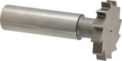Made in USA - 1-1/8" Diam x 3/16" Face Width, High Speed Steel, 12 Teeth, Shank Connection Woodruff Keyseat Cutter - Uncoated, 2-3/16" OAL x 1/2" Shank, Straight Teeth, ANSI 609, Old Standard 16 - Exact Tool & Supply