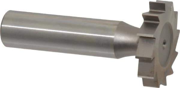 Made in USA - 1-1/8" Diam x 7/32" Face Width, High Speed Steel, 12 Teeth, Shank Connection Woodruff Keyseat Cutter - Uncoated, 2-7/32" OAL x 1/2" Shank, Straight Teeth, ANSI 709, Old Standard 17 - Exact Tool & Supply