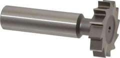 Made in USA - 1-1/8" Diam x 1/4" Face Width, High Speed Steel, 12 Teeth, Shank Connection Woodruff Keyseat Cutter - Uncoated, 2-1/4" OAL x 1/2" Shank, Straight Teeth, ANSI 809, Old Standard 18 - Exact Tool & Supply