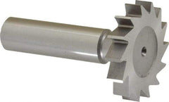 Made in USA - 1-3/8" Diam x 1/4" Face Width, High Speed Steel, 14 Teeth, Shank Connection Woodruff Keyseat Cutter - Uncoated, 2-1/4" OAL x 1/2" Shank, Straight Teeth, ANSI 811, Old Standard 22 - Exact Tool & Supply