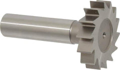 Made in USA - 1-3/8" Diam x 5/16" Face Width, High Speed Steel, 14 Teeth, Shank Connection Woodruff Keyseat Cutter - Uncoated, 2-5/16" OAL x 1/2" Shank, Straight Teeth, ANSI 1011, Old Standard 23 - Exact Tool & Supply