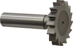Made in USA - 1-1/2" Diam x 1/4" Face Width, High Speed Steel, 16 Teeth, Shank Connection Woodruff Keyseat Cutter - Uncoated, 2-1/4" OAL x 1/2" Shank, Straight Teeth, ANSI 812, Old Standard 24 - Exact Tool & Supply