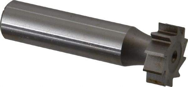 Made in USA - 3/4" Diam x 1/4" Face Width, High Speed Steel, 10 Teeth, Shank Connection Woodruff Keyseat Cutter - Uncoated, 2-1/4" OAL x 1/2" Shank, Straight Teeth, ANSI 806, Old Standard 91 - Exact Tool & Supply