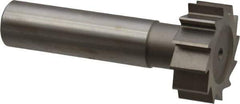 Made in USA - 1" Diam x 3/8" Face Width, High Speed Steel, 12 Teeth, Shank Connection Woodruff Keyseat Cutter - Uncoated, 2-3/8" OAL x 1/2" Shank, Straight Teeth, ANSI 1208, Old Standard 152 - Exact Tool & Supply