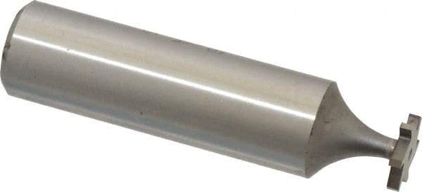 Made in USA - 3/8" Diam x 1/16" Face Width, High Speed Steel, 6 Teeth, Shank Connection Woodruff Keyseat Cutter - Uncoated, 2-1/16" OAL x 1/2" Shank, Straight Teeth, ANSI 203, Old Standard 211 - Exact Tool & Supply