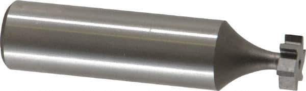 Made in USA - 3/8" Diam x 1/8" Face Width, High Speed Steel, 6 Teeth, Shank Connection Woodruff Keyseat Cutter - Uncoated, 2-1/8" OAL x 1/2" Shank, Straight Teeth, ANSI 403, Old Standard 213 - Exact Tool & Supply