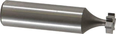 Made in USA - 3/8" Diam x 1/8" Face Width, High Speed Steel, 6 Teeth, Shank Connection Woodruff Keyseat Cutter - Uncoated, 2-1/8" OAL x 1/2" Shank, Straight Teeth, ANSI 403, Old Standard 213 - Exact Tool & Supply