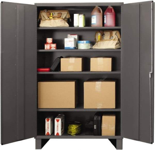 Durham - 4 Shelf Locking Storage Cabinet - Steel, 48" Wide x 24" Deep x 72" High, Gray - Exact Tool & Supply