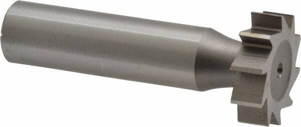 Made in USA - 7/8" Diam x 1/4" Face Width, High Speed Steel, 10 Teeth, Shank Connection Woodruff Keyseat Cutter - Uncoated, 2-1/4" OAL x 1/2" Shank, Straight Teeth, ANSI 807, Old Standard A - Exact Tool & Supply