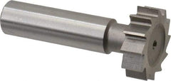 Made in USA - 1" Diam x 5/16" Face Width, High Speed Steel, 12 Teeth, Shank Connection Woodruff Keyseat Cutter - Uncoated, 2-5/16" OAL x 1/2" Shank, Straight Teeth, ANSI 1008, Old Standard B - Exact Tool & Supply