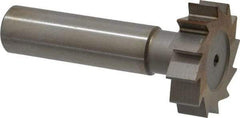 Made in USA - 1-1/8" Diam x 5/16" Face Width, High Speed Steel, 12 Teeth, Shank Connection Woodruff Keyseat Cutter - Uncoated, 2-5/16" OAL x 1/2" Shank, Straight Teeth, ANSI 1009, Old Standard C - Exact Tool & Supply