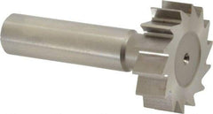 Made in USA - 1-1/4" Diam x 3/8" Face Width, High Speed Steel, 14 Teeth, Shank Connection Woodruff Keyseat Cutter - Uncoated, 2-3/8" OAL x 1/2" Shank, Straight Teeth, ANSI 1210, Old Standard E - Exact Tool & Supply