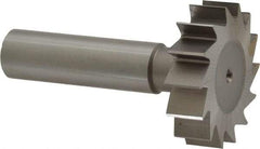Made in USA - 1-3/8" Diam x 3/8" Face Width, High Speed Steel, 14 Teeth, Shank Connection Woodruff Keyseat Cutter - Uncoated, 2-3/8" OAL x 1/2" Shank, Straight Teeth, ANSI 1211, Old Standard F - Exact Tool & Supply