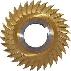 Made in USA - 3" Blade Diam x 3/32" Blade Thickness, 1" Hole, 32 Teeth, Cobalt Side Chip Saw - Straight Tooth, Arbor Connection, Right Hand Cut, TiN, with Keyway - Exact Tool & Supply