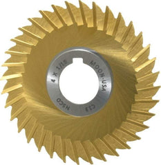 Made in USA - 4" Blade Diam x 1/16" Blade Thickness, 1" Hole, 36 Teeth, Cobalt Side Chip Saw - Straight Tooth, Arbor Connection, Right Hand Cut, TiN, with Keyway - Exact Tool & Supply