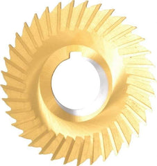 Made in USA - 4" Blade Diam x 1/16" Blade Thickness, 1-1/4" Hole, 36 Teeth, Cobalt Side Chip Saw - Straight Tooth, Arbor Connection, Right Hand Cut, TiN, with Keyway - Exact Tool & Supply