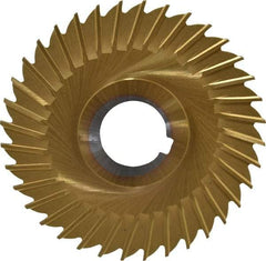 Made in USA - 4" Blade Diam x 3/32" Blade Thickness, 1" Hole, 36 Teeth, Cobalt Side Chip Saw - Straight Tooth, Arbor Connection, Right Hand Cut, TiN, with Keyway - Exact Tool & Supply