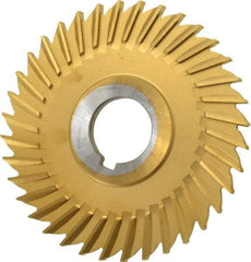 Made in USA - 4" Blade Diam x 3/16" Blade Thickness, 1" Hole, 36 Teeth, Cobalt Side Chip Saw - Straight Tooth, Arbor Connection, Right Hand Cut, TiN, with Keyway - Exact Tool & Supply