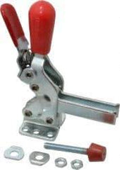De-Sta-Co - 600 Lb Holding Capacity, Vertical Handle, Manual Hold Down Toggle Clamp - 66° Handle Movement, 75° Bar Opening, U-Bar, Flanged Base, Electro-Plated Zinc, Carbon Steel - Exact Tool & Supply