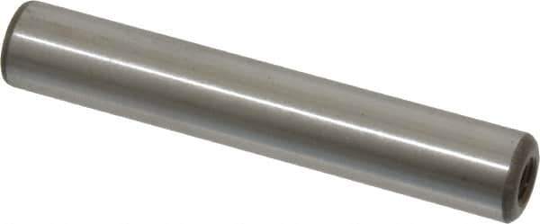 Jergens - 1/2" Diam x 3" Pin Length Alloy Steel Pull Out Dowel Pin - C 47-58 & C 60-64 (Surface) Hardness, 1 Beveled & 1 Threaded End - Exact Tool & Supply