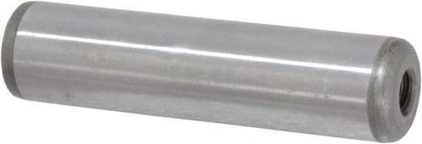 Jergens - 3/4" Diam x 3" Pin Length Alloy Steel Pull Out Dowel Pin - C 47-58 & C 60-64 (Surface) Hardness, 1 Beveled & 1 Threaded End - Exact Tool & Supply