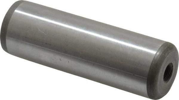 Jergens - 1" Diam x 3" Pin Length Alloy Steel Pull Out Dowel Pin - C 47-58 & C 60-64 (Surface) Hardness, 1 Beveled & 1 Threaded End - Exact Tool & Supply