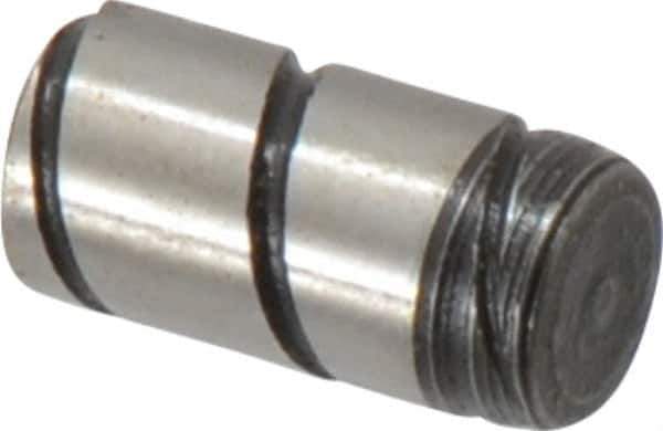 Jergens - 1/4" Diam x 1/2" Pin Length Alloy Steel Grooved Dowel Pin - C 47-58 & C 60-64 (Surface) Hardness, 1 Beveled & 1 Threaded End - Exact Tool & Supply