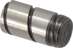 Jergens - 1/4" Diam x 1/2" Pin Length Alloy Steel Grooved Dowel Pin - C 47-58 & C 60-64 (Surface) Hardness, 1 Beveled & 1 Threaded End - Exact Tool & Supply