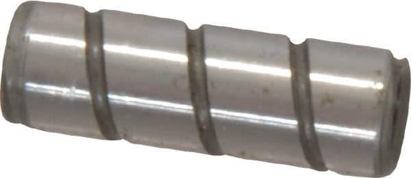 Jergens - 1/4" Diam x 3/4" Pin Length Alloy Steel Grooved Dowel Pin - C 47-58 & C 60-64 (Surface) Hardness, 1 Beveled & 1 Threaded End - Exact Tool & Supply