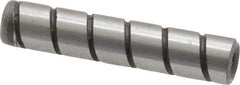 Jergens - 1/4" Diam x 1-1/4" Pin Length Alloy Steel Grooved Dowel Pin - C 47-58 & C 60-64 (Surface) Hardness, 1 Beveled & 1 Threaded End - Exact Tool & Supply